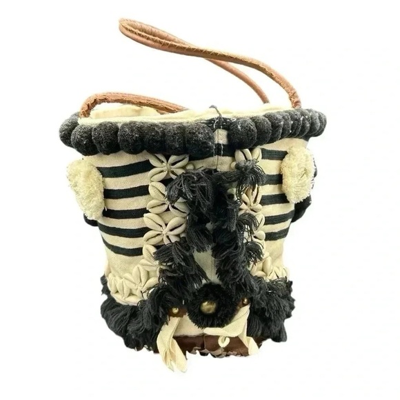 Figue Bardot Raj Palace Tuk Tuk Tote Shell Embellished Boho Beach Bag - Picture 7 of 15